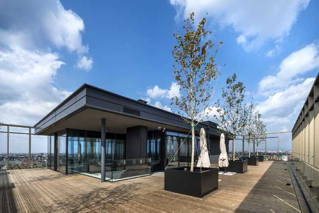 Terrace on the top floor of a skyscraper