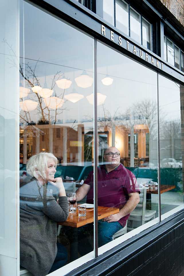 Window of a restaurant on the street
