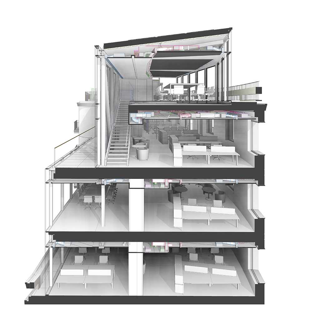 Apartment on two floors with glass