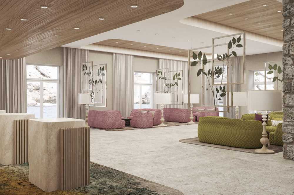 Interior hotel con poltrone colorate
