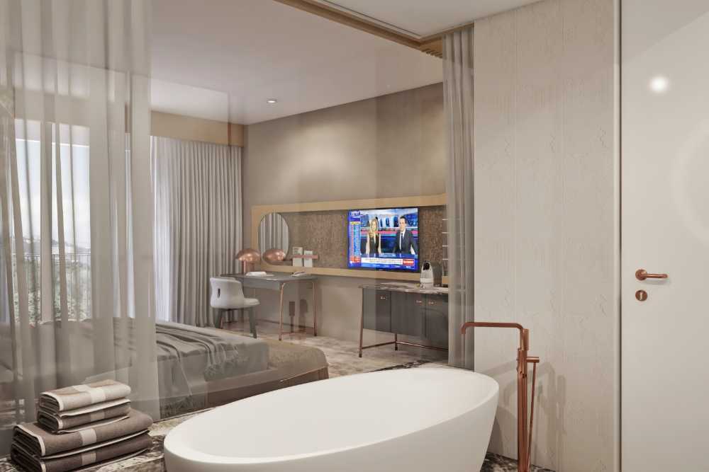 Interno hotel con poltrone colorate