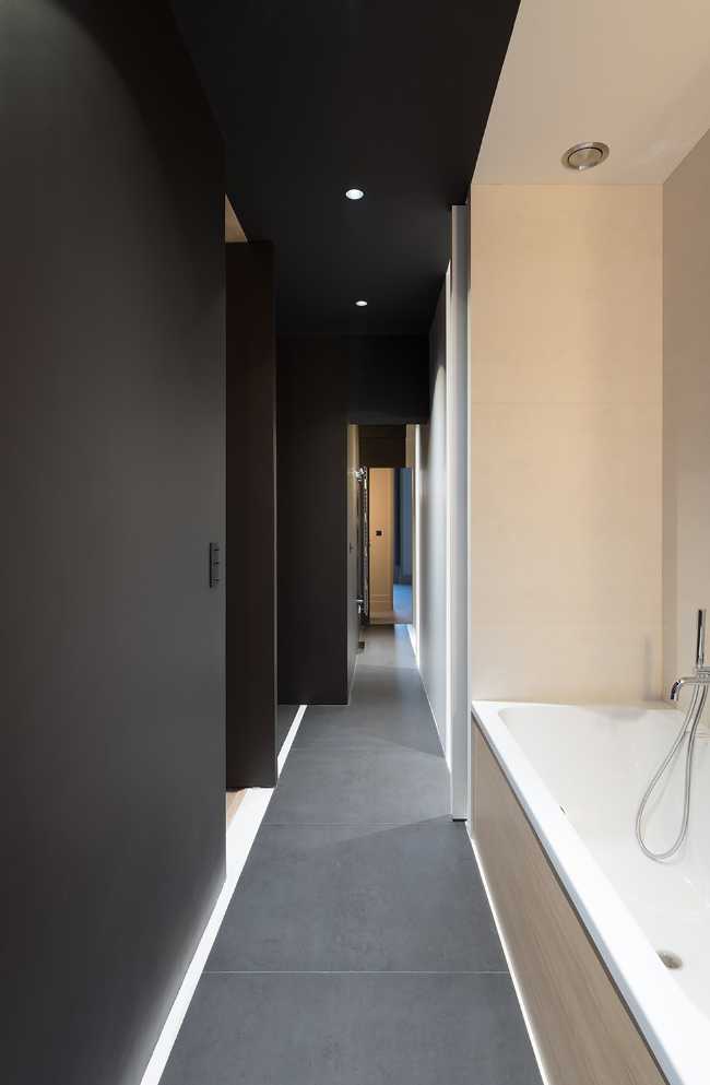 bathroom with dark light contrast