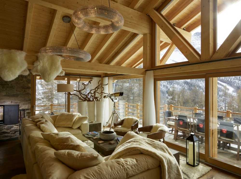 Resort with antique wooden structure and stone cladding