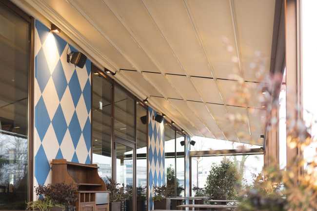 pergola for the outside of a brewery