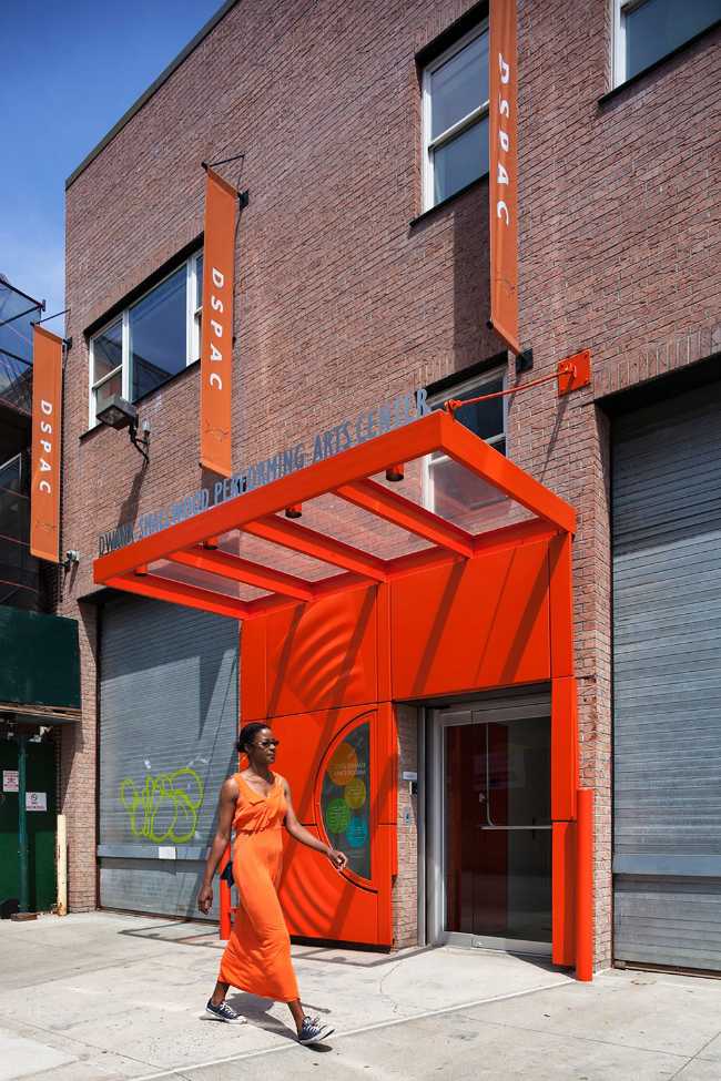 Dance school with red entrance