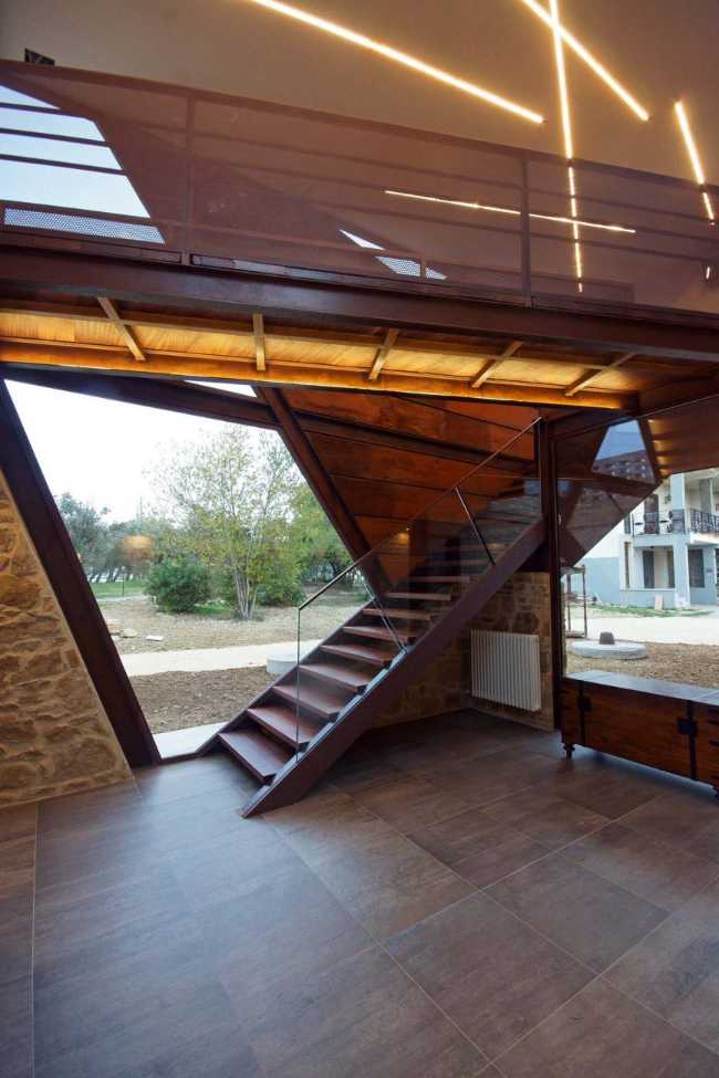 Interior of a house with lights like broken lines