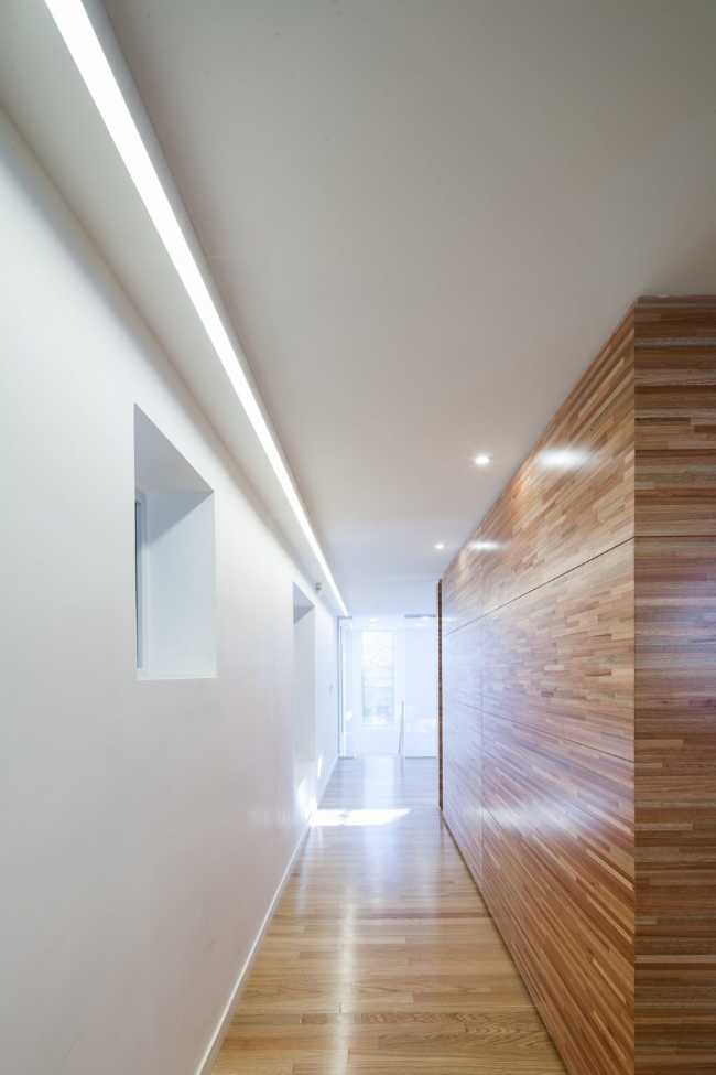 corridor wood and white