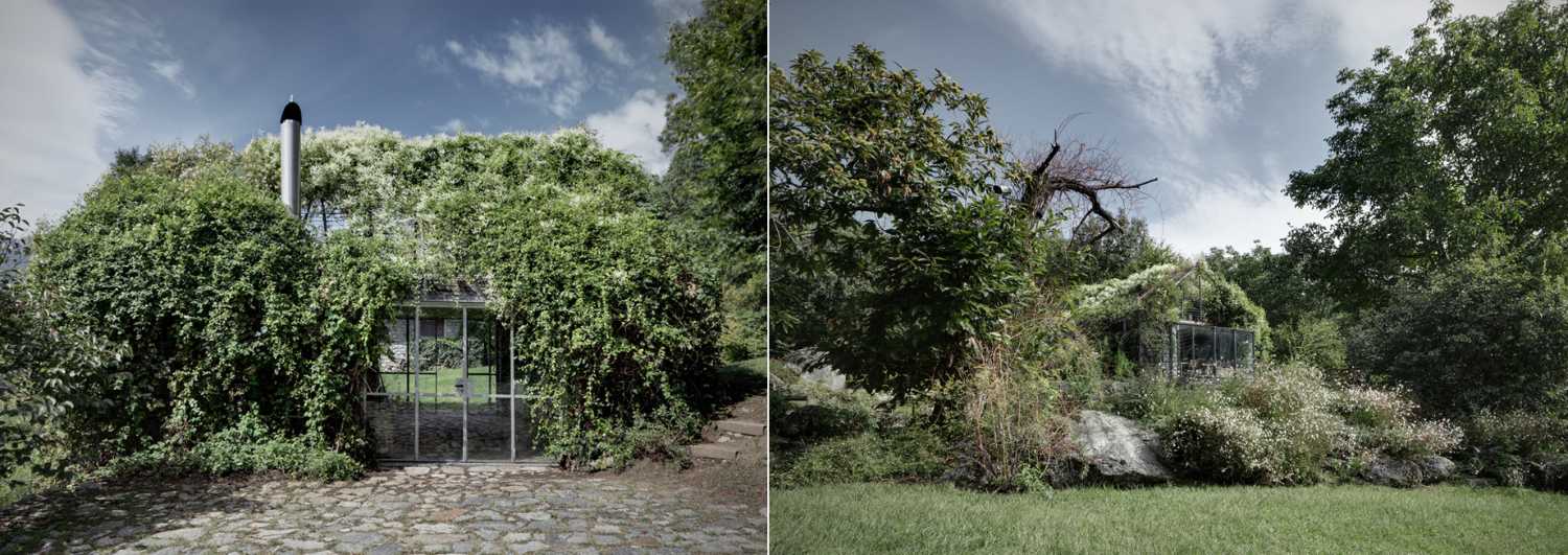 old garage converted into green volume