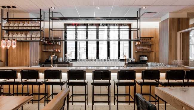 concept store restaurant furniture wood and metal made to measure
