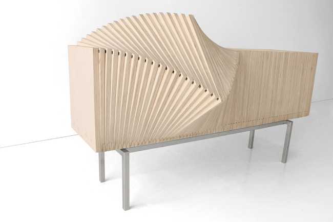 wave cabient legno apertura ad onda