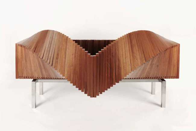 wave cabient legno scuro apertura ad onda