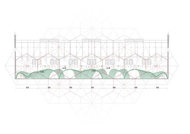 progetto e proporzioni moduli esagonali per esposizione arte