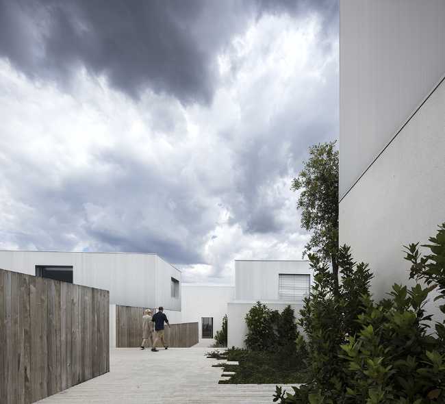 exterior common spaces residential wood walls