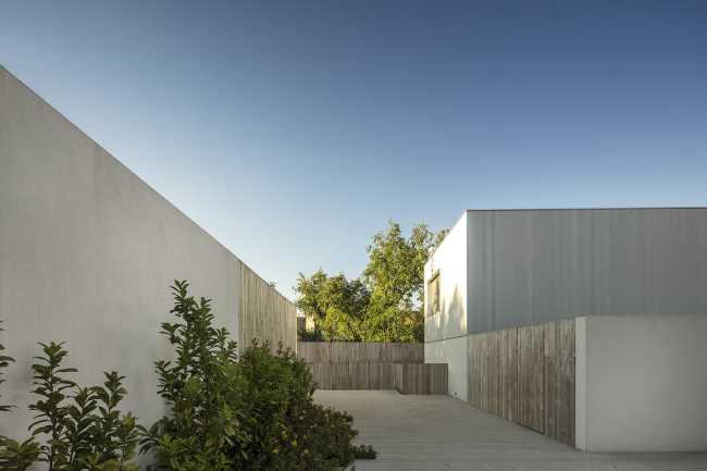 common areas wood and white walls