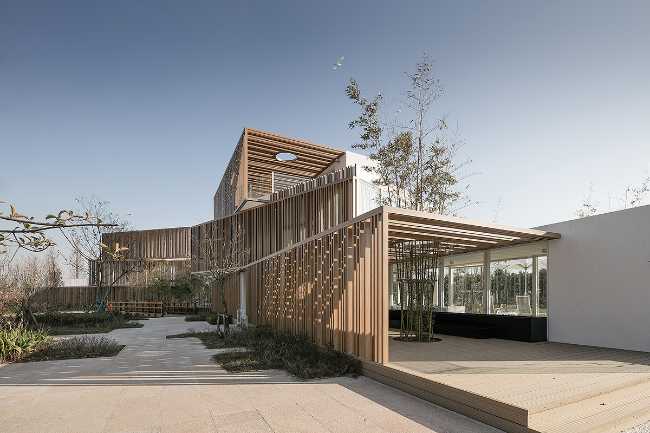 stacked containers before the project