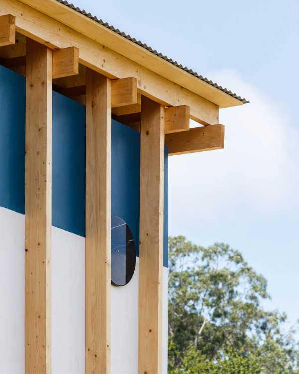 Wooden structure with beams and pillars