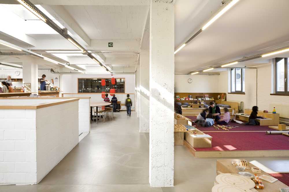 Old factory renovated preserving the brick facade