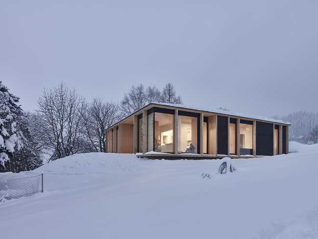 Cabin with external glass walls
