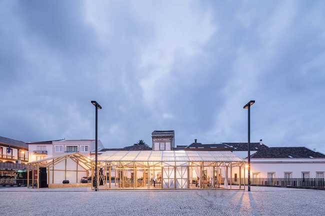 Covered wooden pavilion