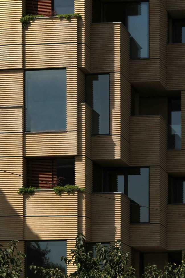 facciata legno vetro