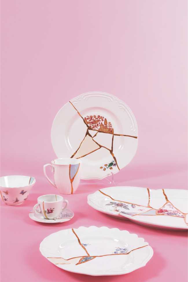 Kintsugi ceramic series with gold inserts