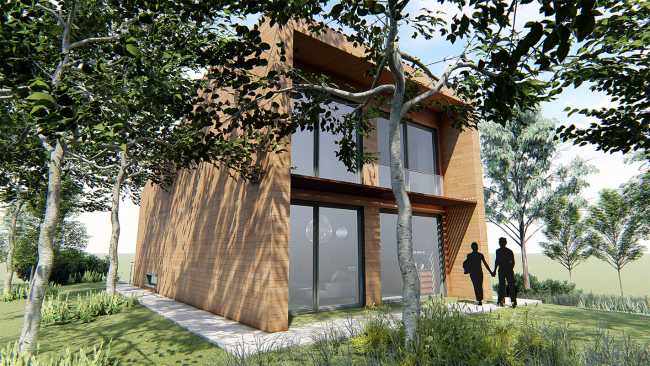 Villa dans la forêt en Piémont. Une architecture qui se fond dans la nature