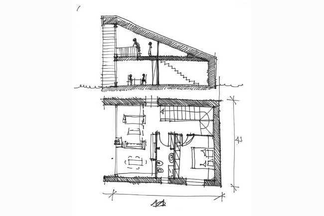 Villa dans la forêt en Piémont. Une architecture qui se fond dans la nature