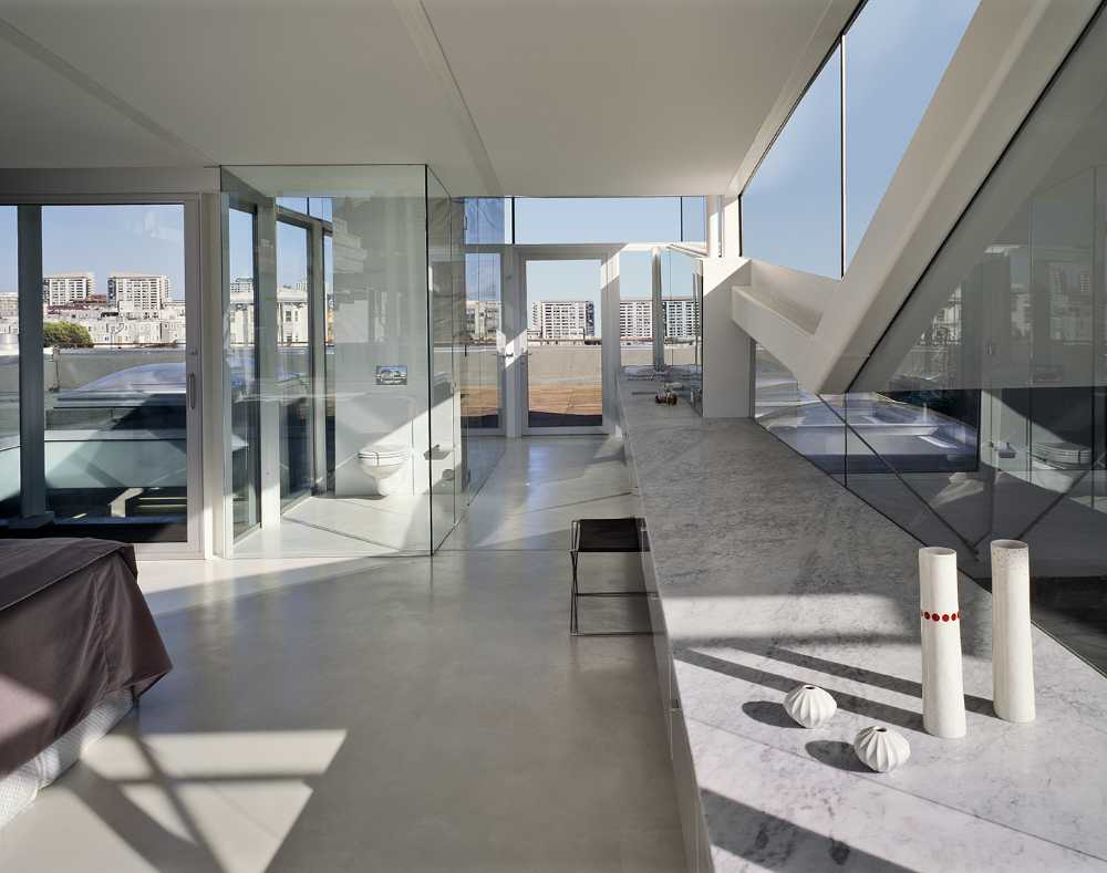 sleeping area open space glass walls