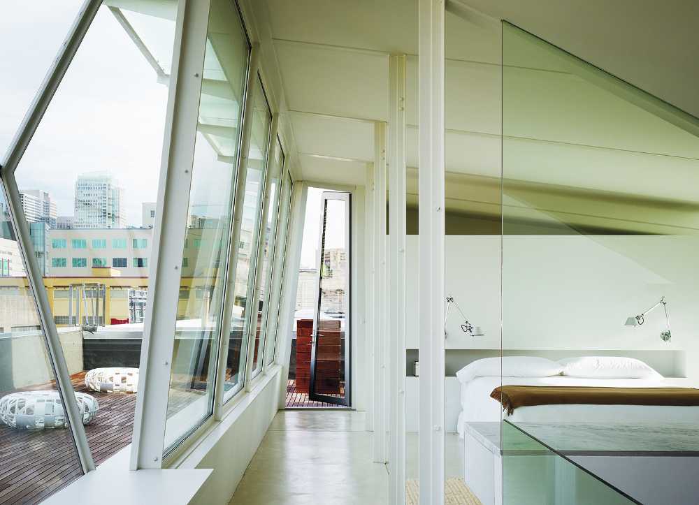 sleeping area open space glass walls