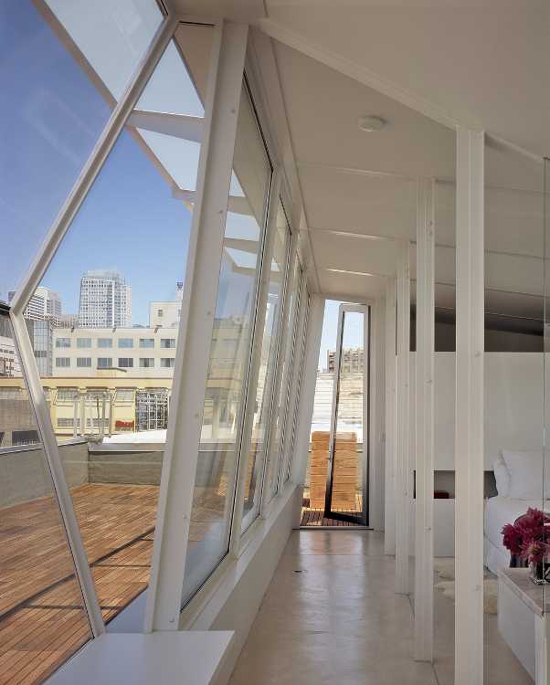 attic sleeping area terrace glass walls