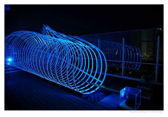 Spiral of violet lights