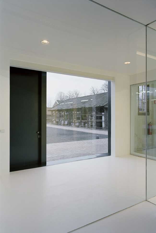 White interior and glass