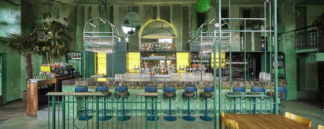 coffee bar tropical colors