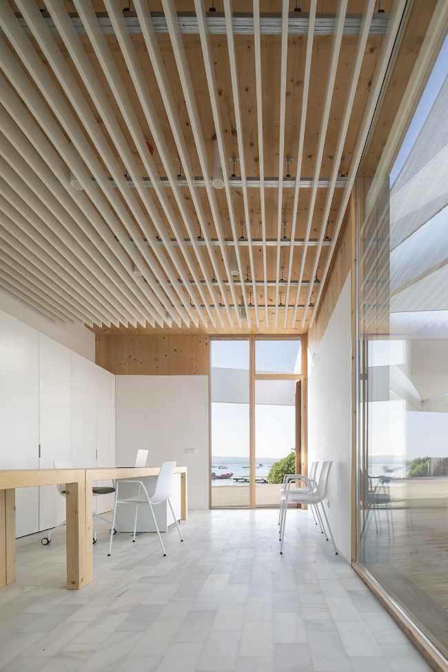 nautical center interior ceiling glulam