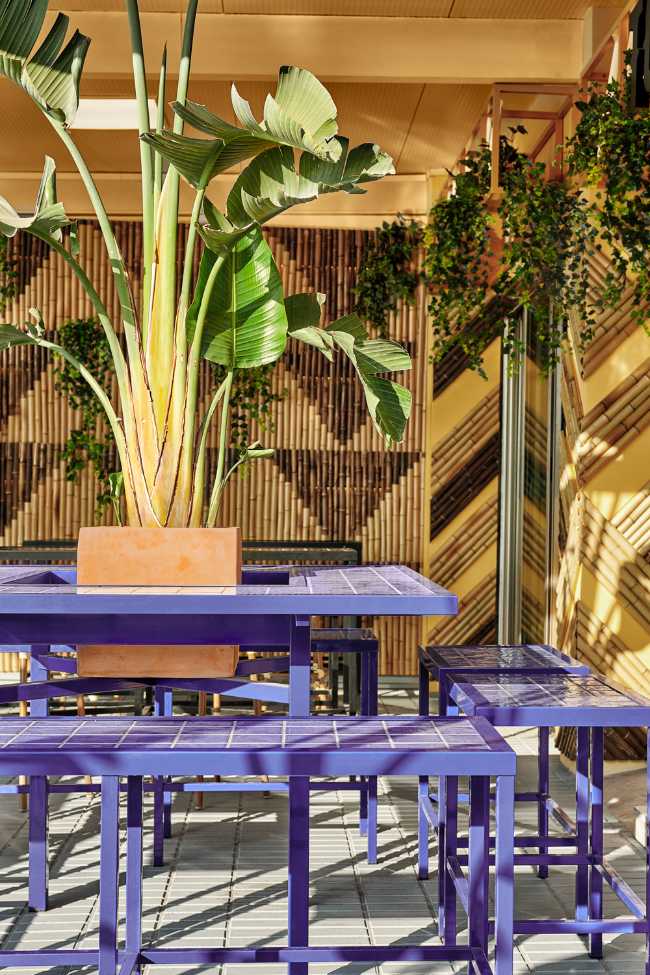 bar ibiza sedute e tavolo viola