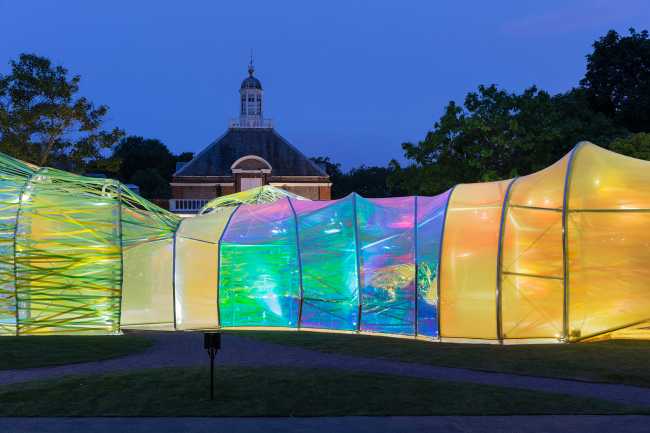 pavillon londres design éclairage transparent nocturne
