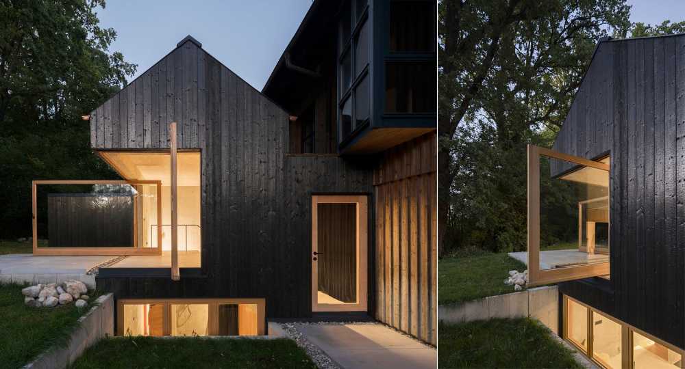 Casa con fachada de madera carbonizada