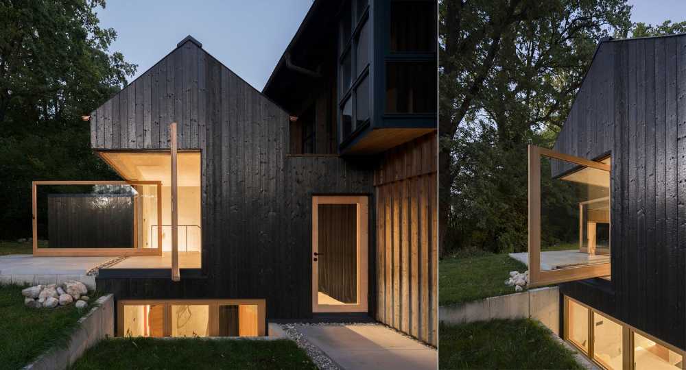 House with charred wooden facade