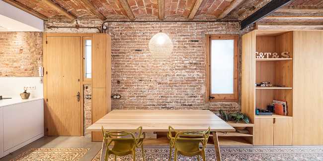 Pareti in pietra sala da pranzo