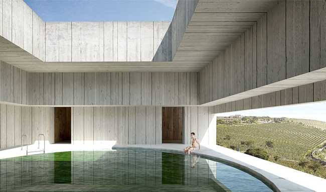 Hotel Boutique Mexico concrete stone and wood