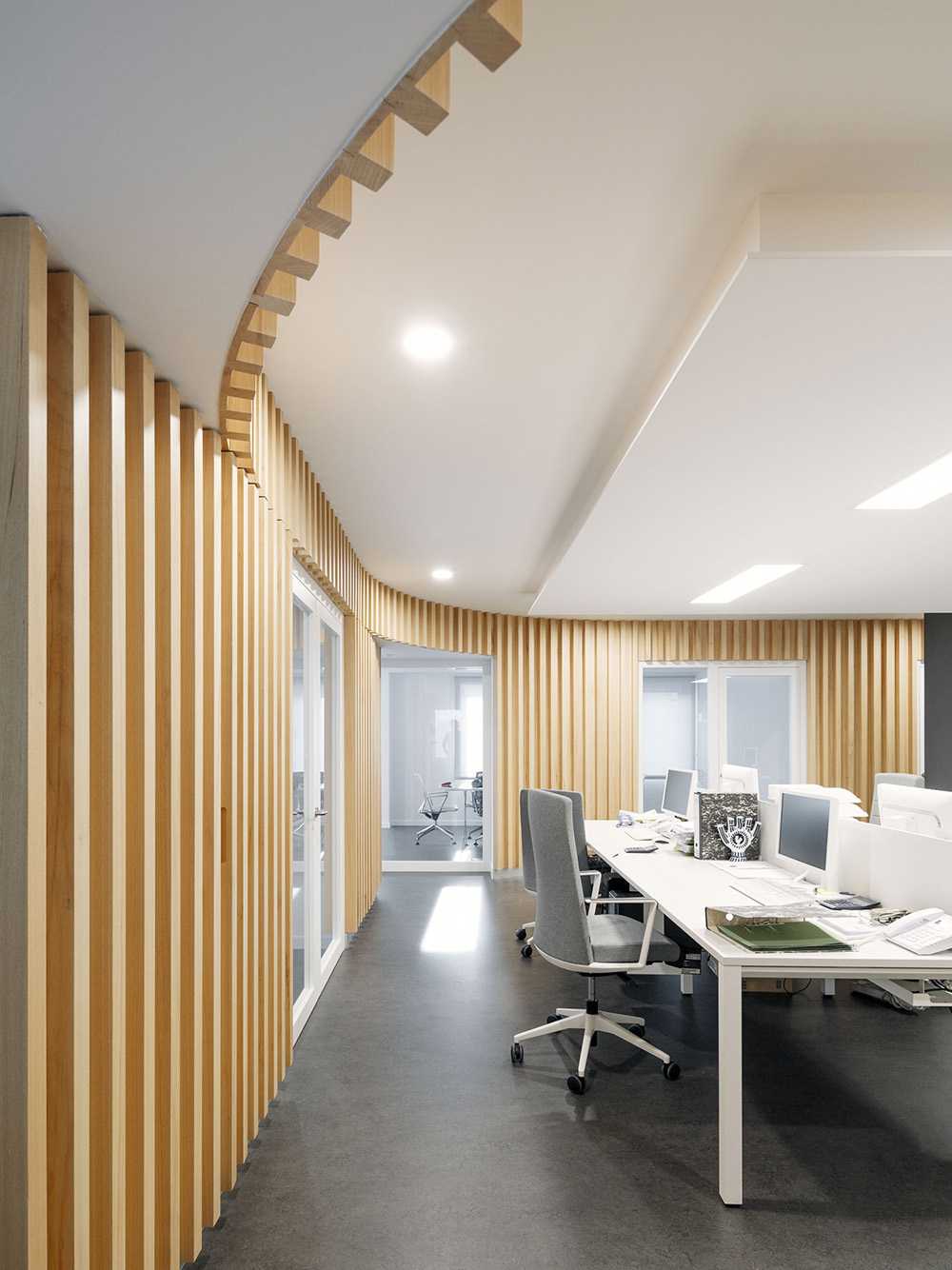 Office company with wooden walls
