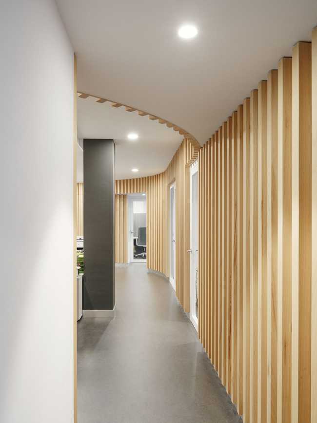 Interior wall cladding in wood