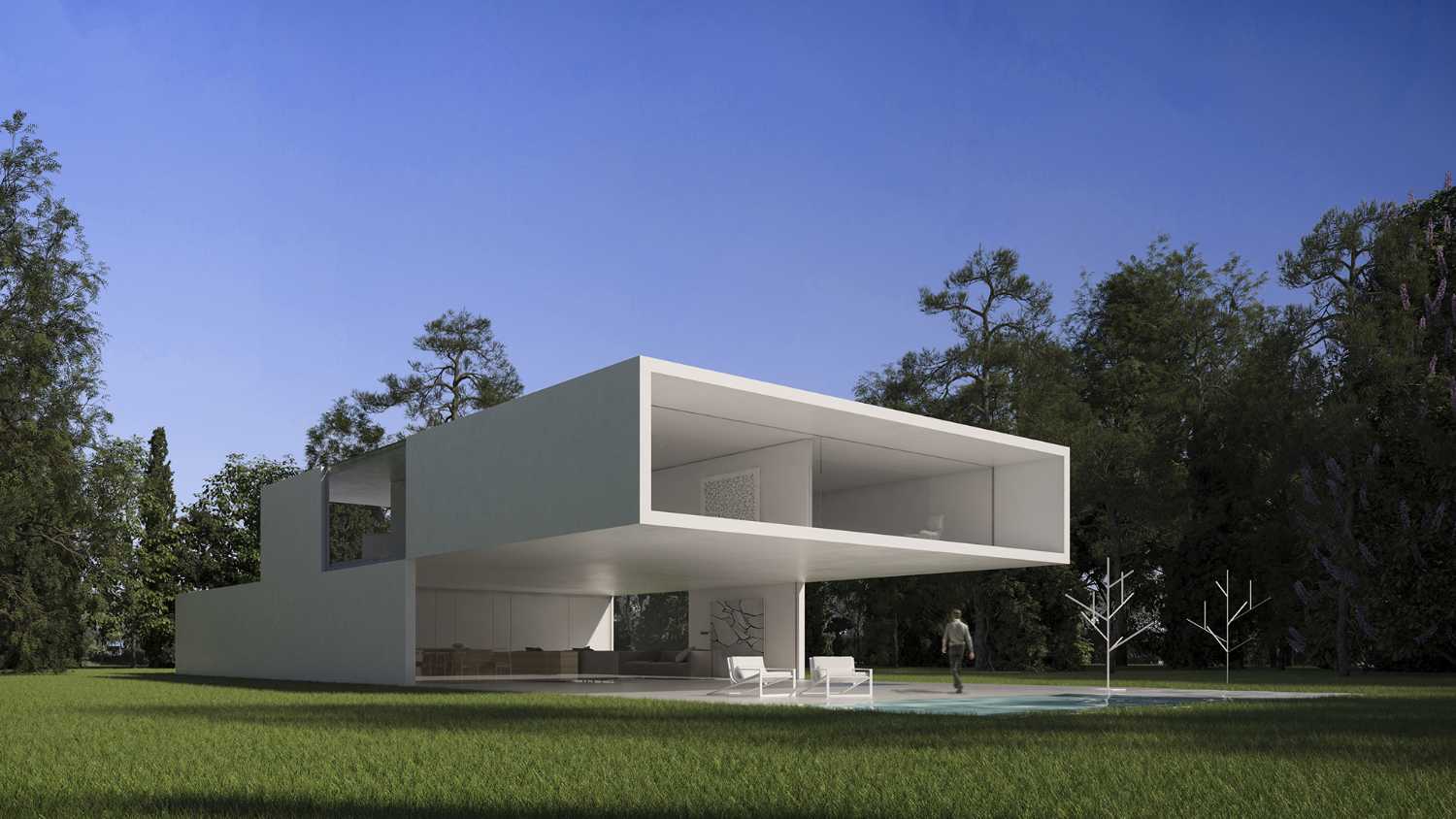 casa minimalista girono españa estructura hormigón voladizo