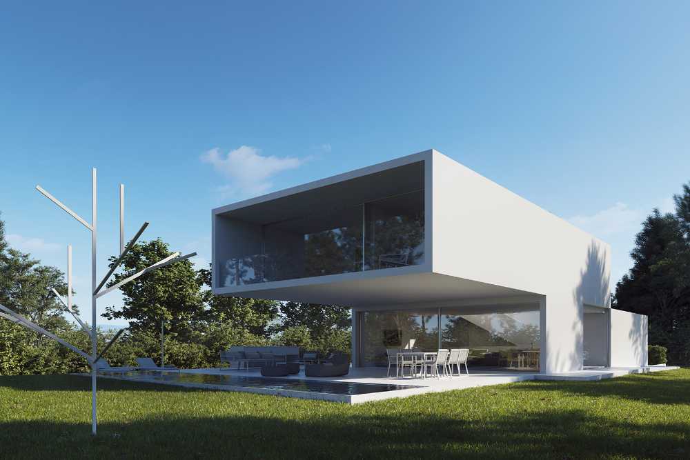 casa minimalista girono españa estructura cemento voladizo jardín
