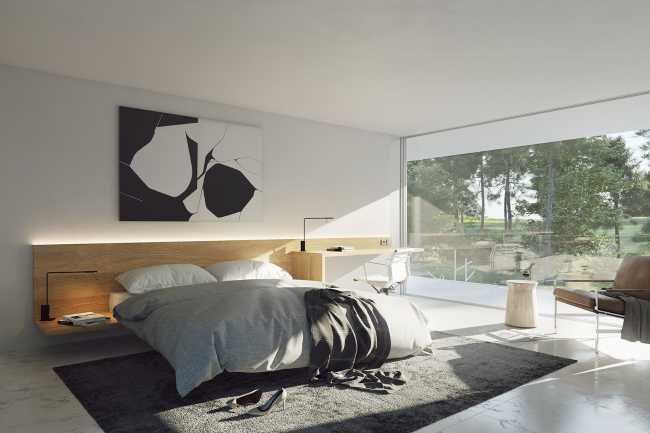 minimalist house girona spain cantilevered concrete bedroom structure