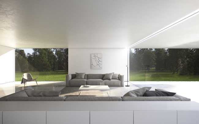 minimalist house girono spain cantilevered concrete structure living