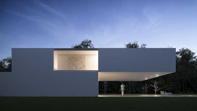 minimalist house girono spain cantilevered concrete structure elevation