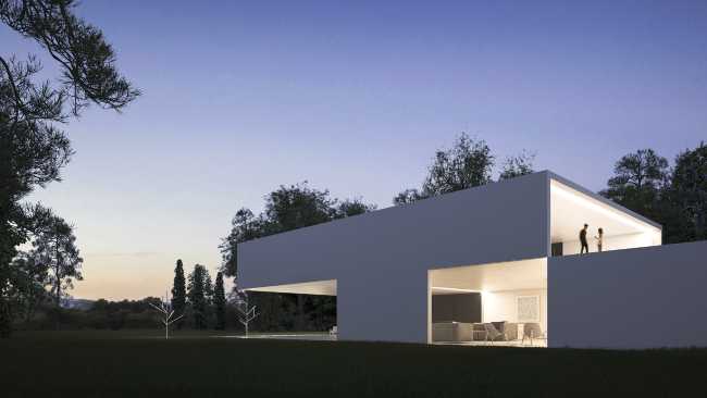 minimalist house girono spain cantilevered concrete structure exterior façade