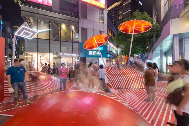 Commercial public space at night