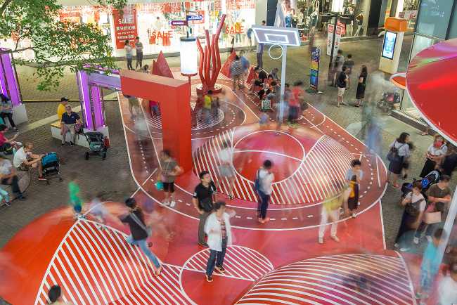 Commercial public space at night